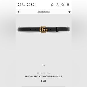 Gucci Leather Belt with Double G Buckle - Gucci 65 or Small